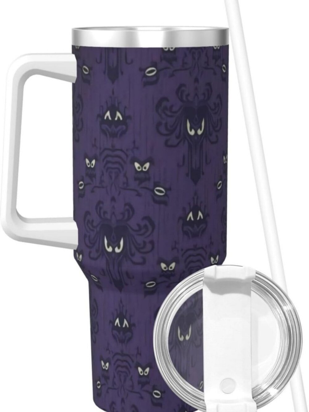 Spooky Haunted Mansion 40 oz Insulated Tumbler with Handle & Straw | Travel Mug